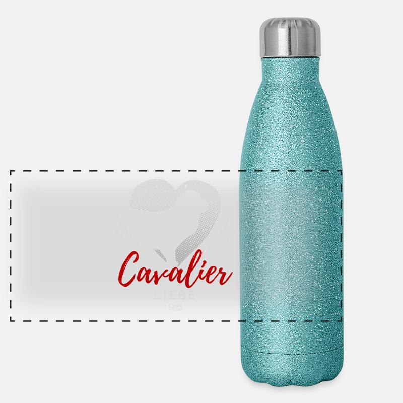 Cavalier King Charles Spaniel Liebe mit Herz Panorama Glitzer Isolierflasche 500 ml