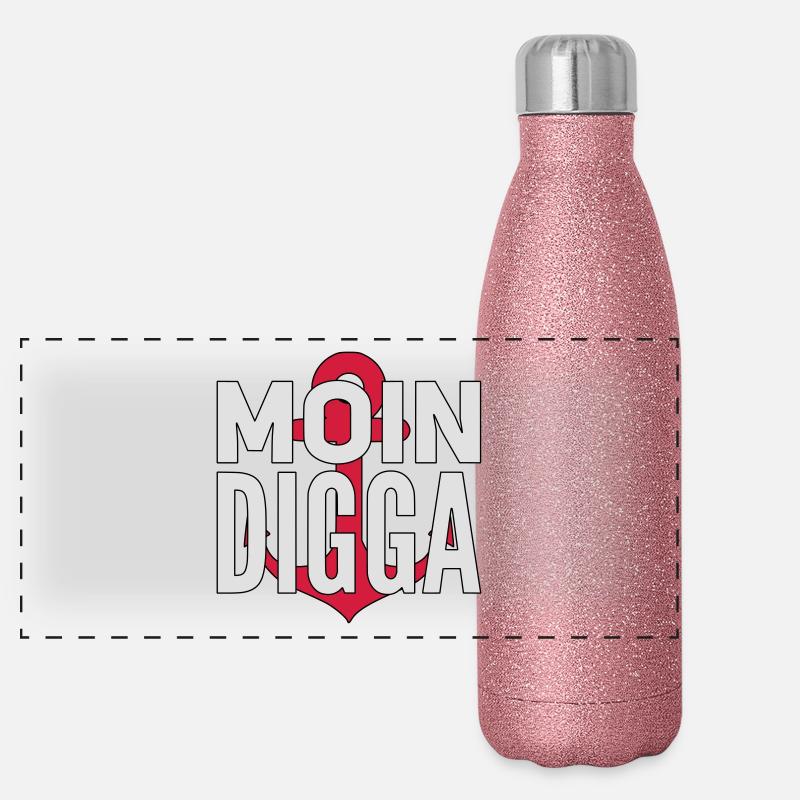 Moin Digga Hamburg Panorama Glitzer Isolierflasche 500 ml