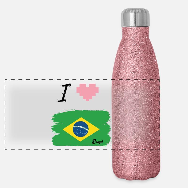♡ I love Brasilien Tshirt ♡ Panorama Glitzer Isolierflasche 500 ml