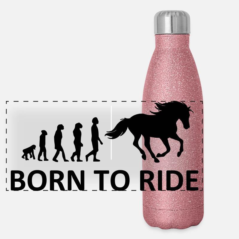 Né pour monter à cheval Gourde isotherme panoramique pailletée 500 ml
