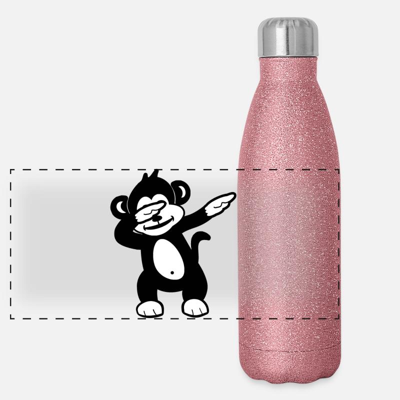 Monochromer Panda Wink Doodle Panorama Glitzer Isolierflasche 500 ml