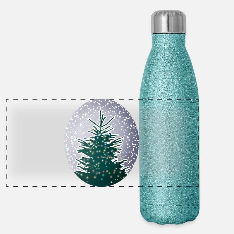 beleuchteter Weihnachtsbaum im Schnee Panorama Glitzer Isolierflasche 500 ml