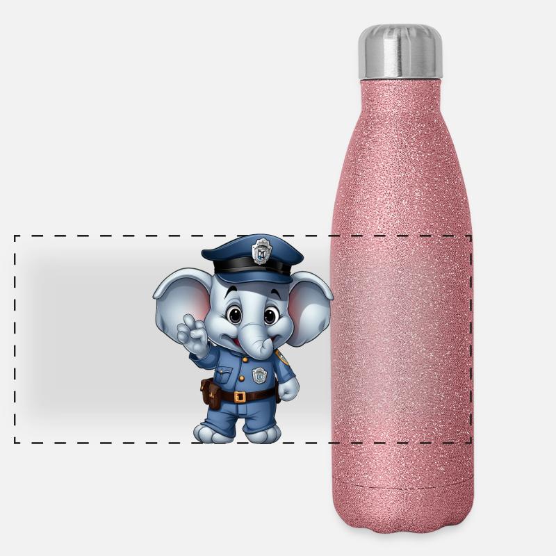 Polizei Elefäntchen Panorama Glitzer Isolierflasche 500 ml