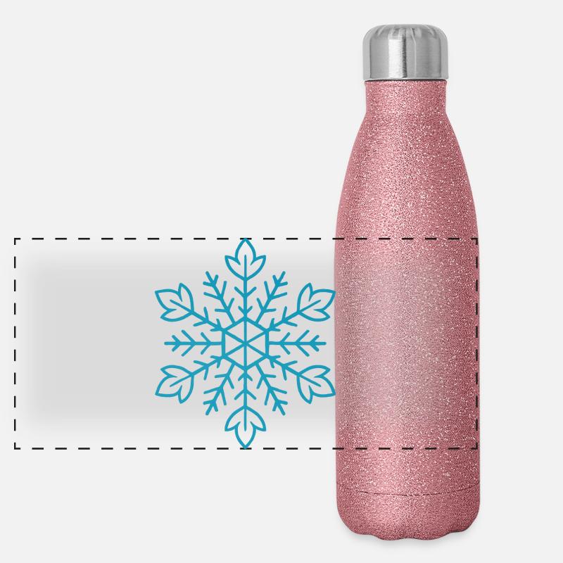 Flocon de neige | Montagne  | Ski | Snowboard Gourde isotherme panoramique pailletée 500 ml