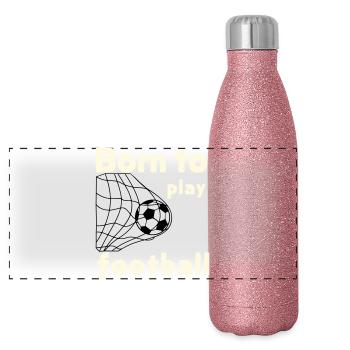 Né pour jouer au football - Gourde isotherme panoramique pailletée 500 ml - paillettes roses - Devant