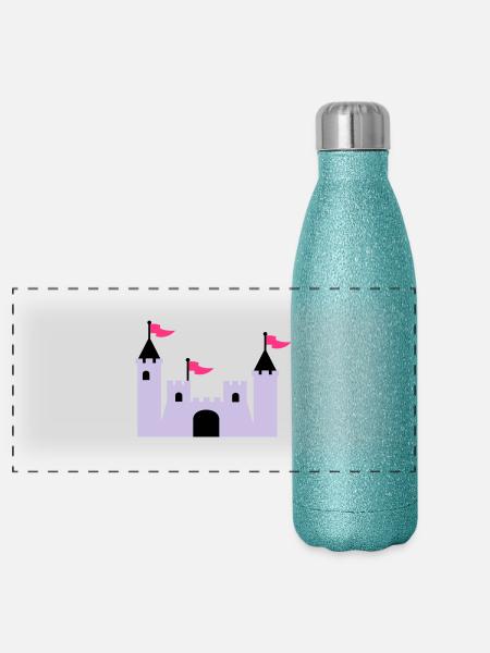 castle - Panoramic Glitter Thermal Bottle 500 ml - blue glitter - Front