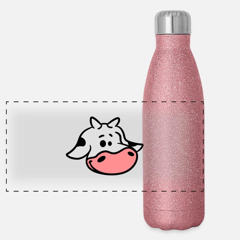 Cute calf cow face Panoramic Glitter Thermal Bottle 500 ml