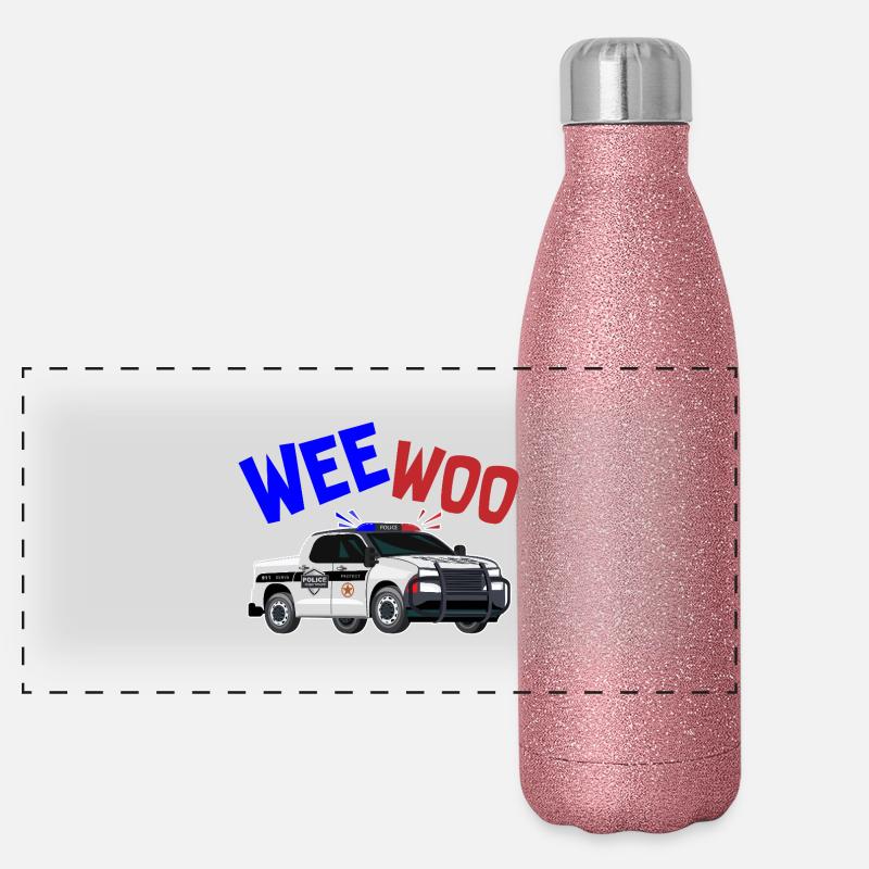 police car wee woo Design for a correctional Panoramic Glitter Thermal Bottle 500 ml
