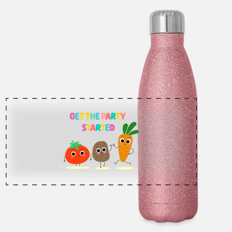 Veggie Party - Gemüseparty - Geschenkidee Panorama Glitzer Isolierflasche 500 ml