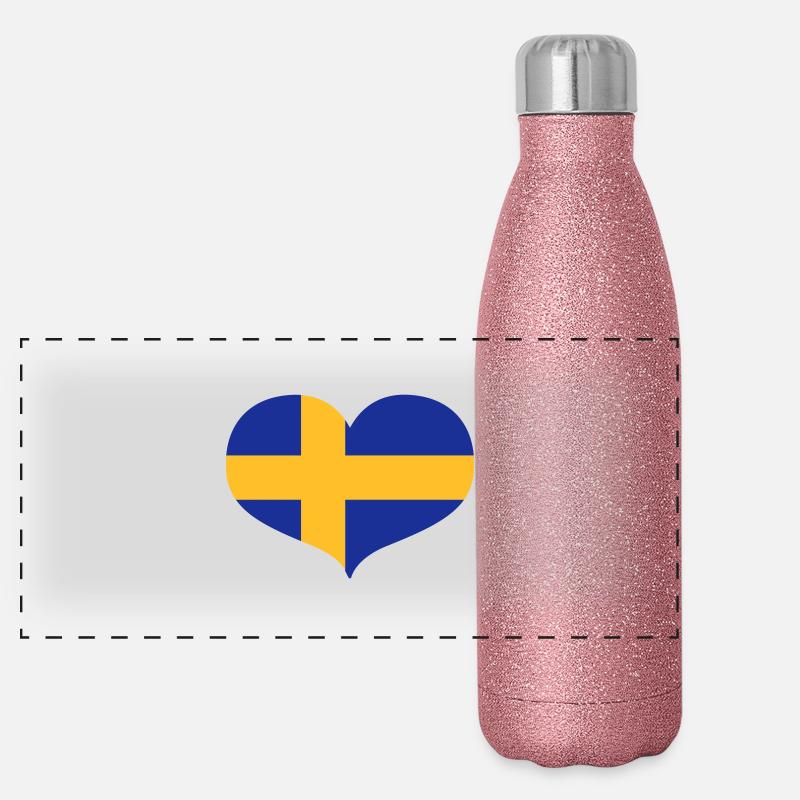 Swedish Love - Panorama Glitzer Isolierflasche 500 ml - Pink Glitzer