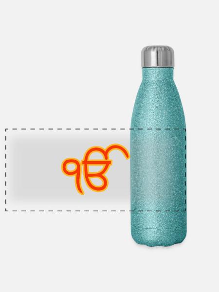 Ek Onkar - Gourde isotherme panoramique pailletée 500 ml - paillettes bleues - Devant