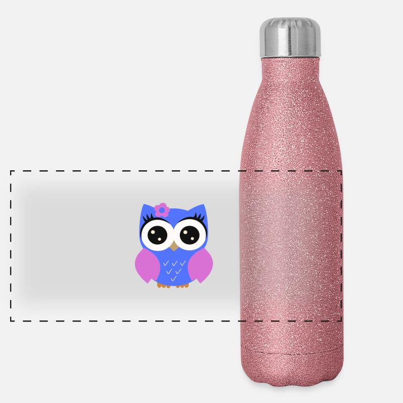 Owl Puple Panoramic Glitter Thermal Bottle 500 ml