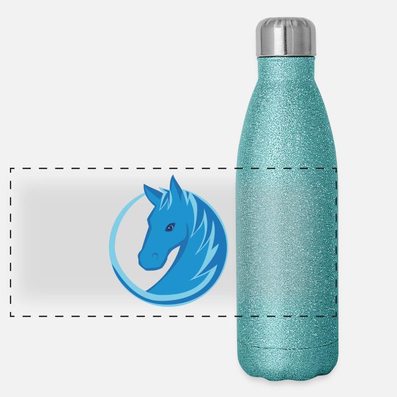 Pferd Logo Kreis Flat Design blau Panorama Glitzer Isolierflasche 500 ml