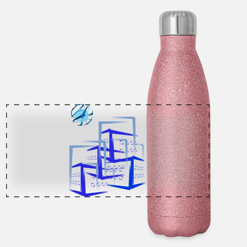 Gebäude Wohnung Häuser Panorama Glitzer Isolierflasche 500 ml