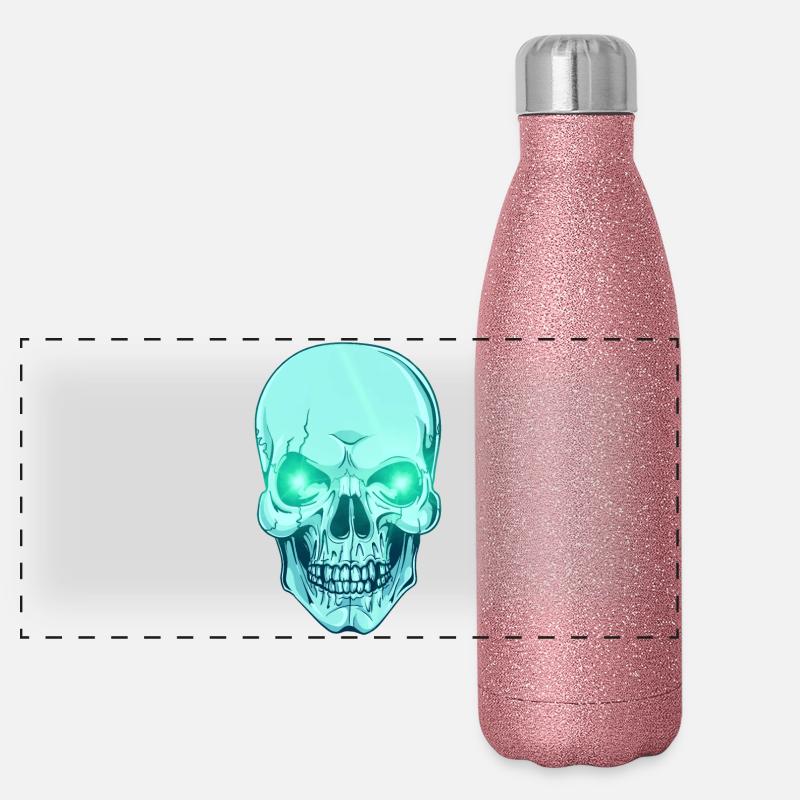 Colorful skull in pastel and things - skull Panoramic Glitter Thermal Bottle 500 ml
