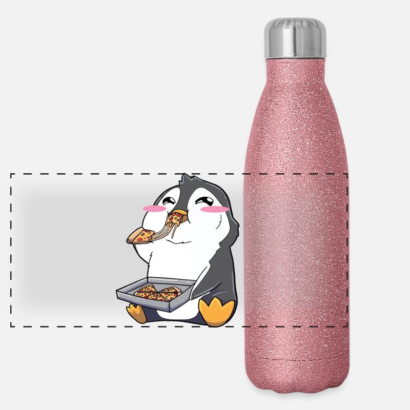 Funny Penguin Pizza Panoramic Glitter Thermal Bottle 500 ml
