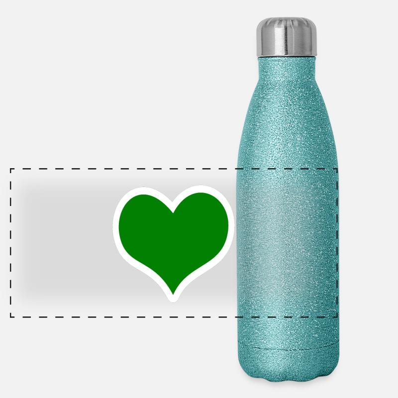 Coeur vert Gourde isotherme panoramique pailletée 500 ml