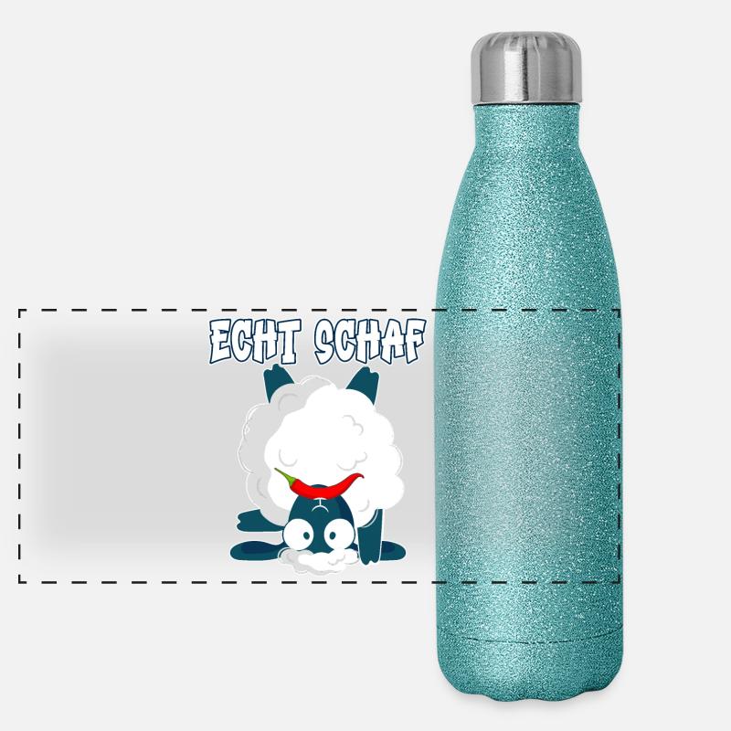Echt Schaf Peperoni lustig Schäfer Bauernhof Panorama Glitzer Isolierflasche 500 ml