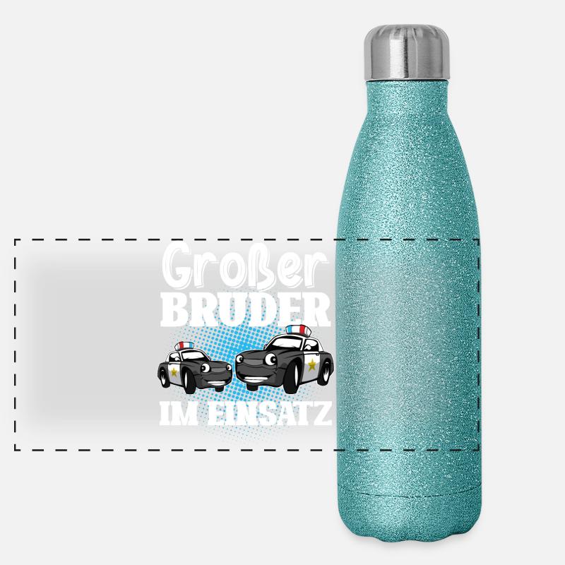 Großer Bruder Im Einsatz Polizei Polizeiauto Panorama Glitzer Isolierflasche 500 ml