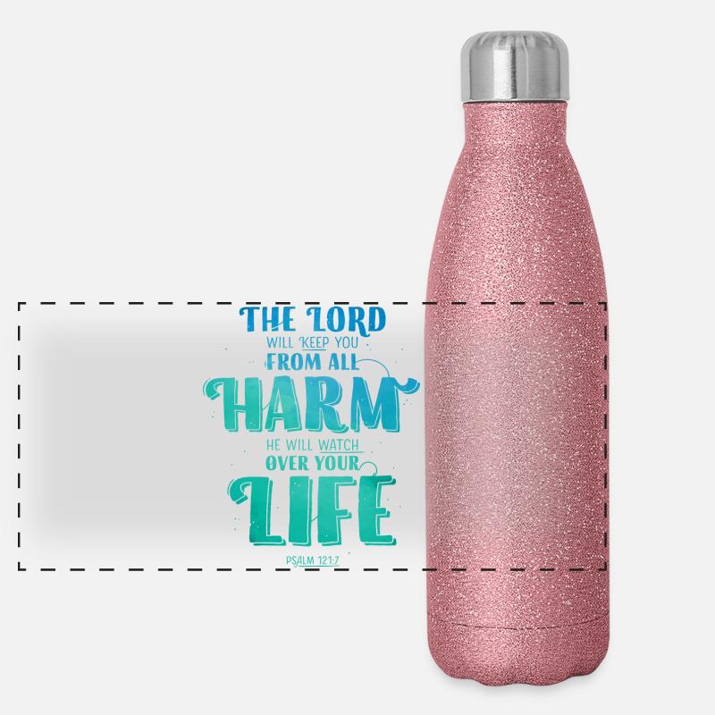 Le Seigneur vous protégera de tout mal Gourde isotherme panoramique pailletée 500 ml