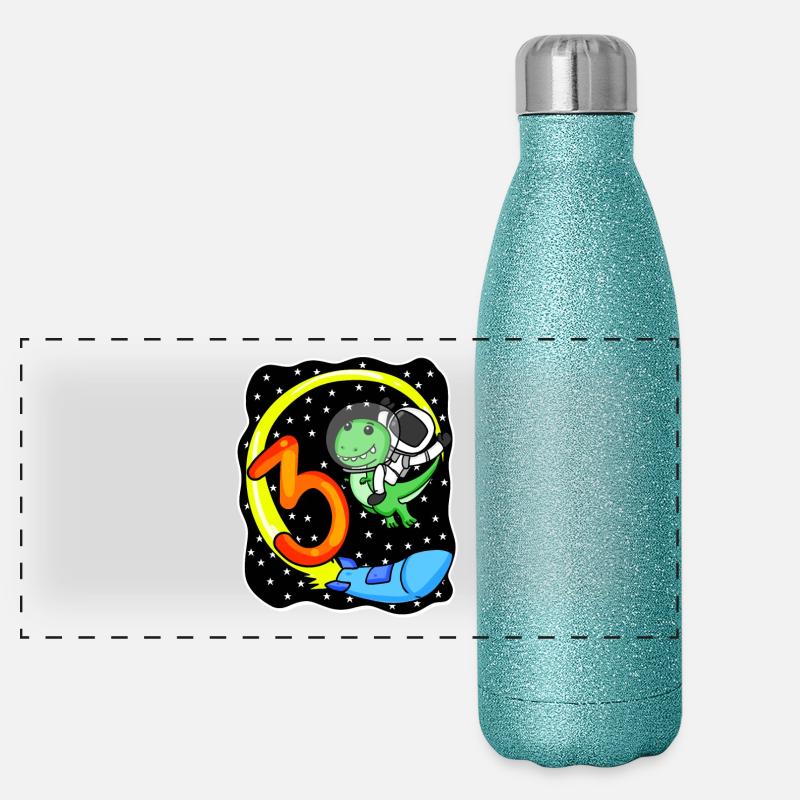 Jeune astronaute dinosaure de 3 ans Gourde isotherme panoramique pailletée 500 ml