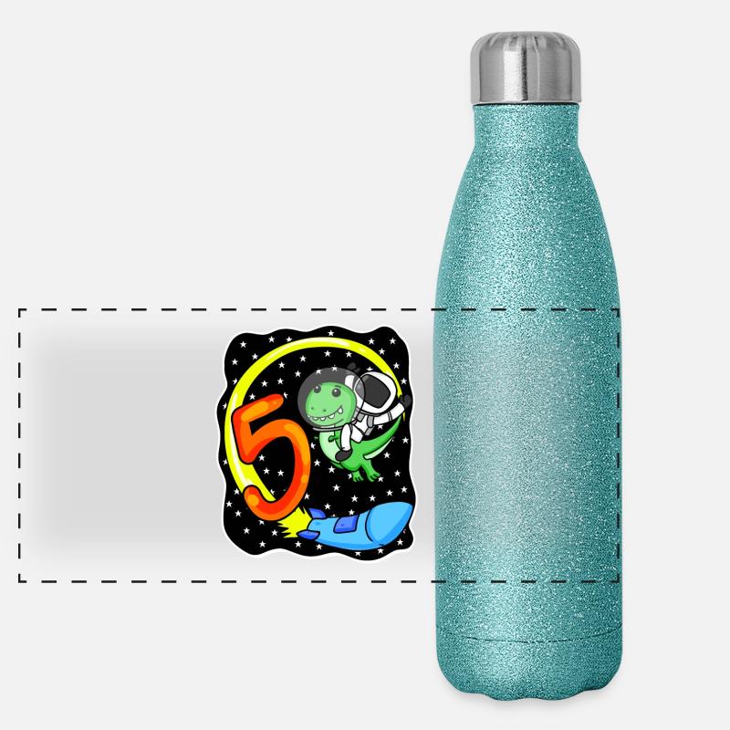Jeune astronaute dinosaure de 5 ans Gourde isotherme panoramique pailletée 500 ml