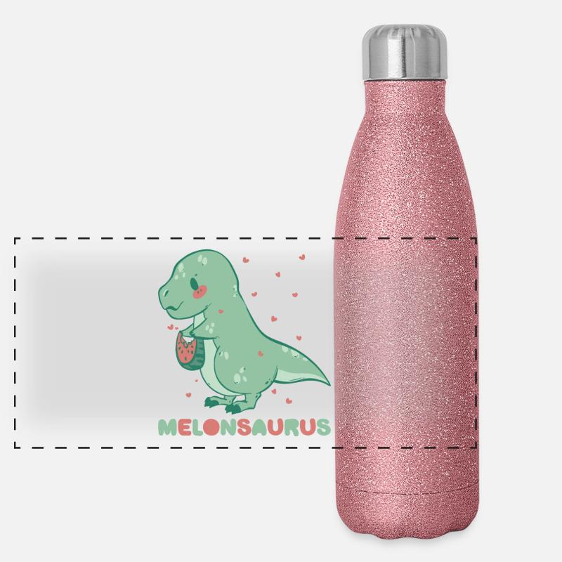 Watermelonsaurus Vegetarischer T Rex Panorama Glitzer Isolierflasche 500 ml