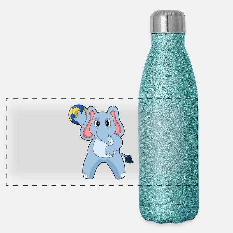 Eléphant Handballeur Handball Gourde isotherme panoramique pailletée 500 ml