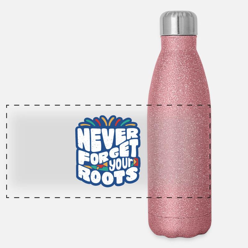Never Forget Your Roots – Colored Typo Panoramic Glitter Thermal Bottle 500 ml