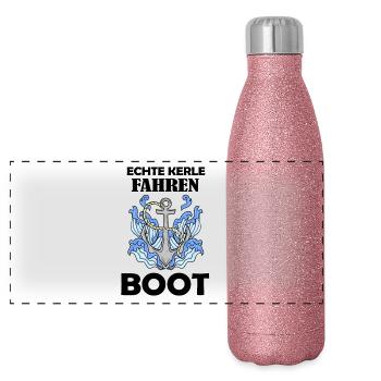 Boot Fahren Kapitän Motorboot Meer - Panorama Glitzer Isolierflasche 500 ml - Pink Glitzer - Vorne