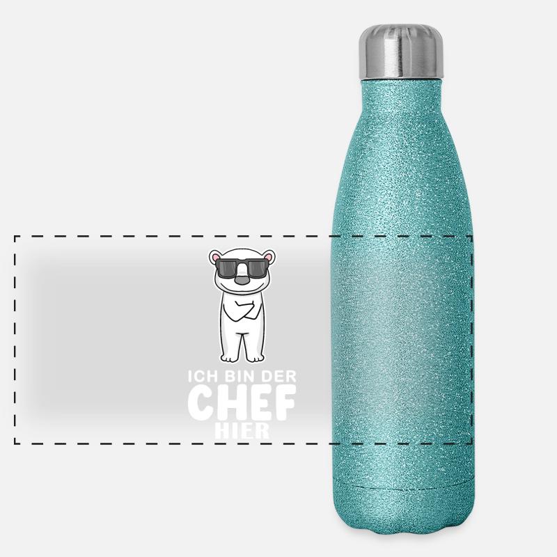 Cool Eisbär Chef Spruch Panorama Glitzer Isolierflasche 500 ml