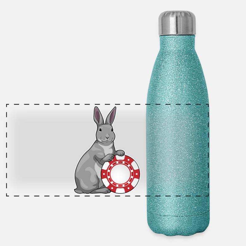 Bunny Poker Jetons de poker Gourde isotherme panoramique pailletée 500 ml