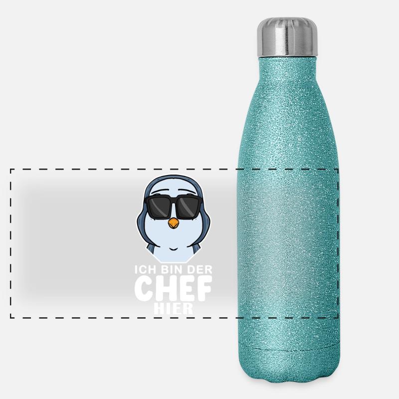 cooler Pinguin Chef Spruch Panorama Glitzer Isolierflasche 500 ml