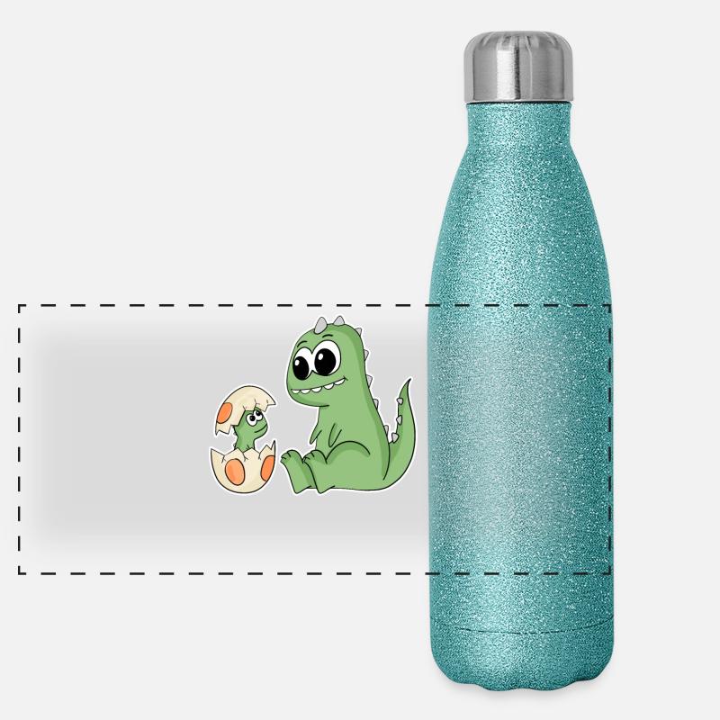 Dinosaure avec bébé dinosaure - Dino Gourde isotherme panoramique pailletée 500 ml