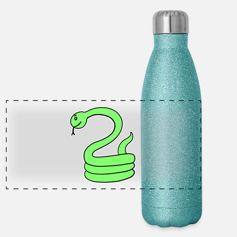 Schlange - Grüne Schlange Panorama Glitzer Isolierflasche 500 ml