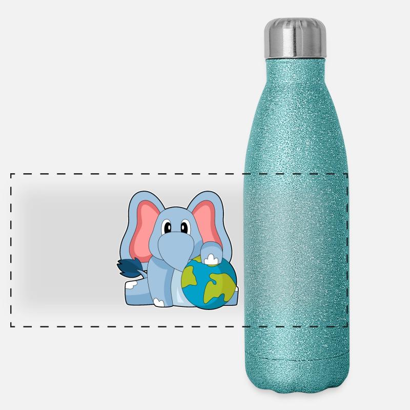 Elephant Earth Globe Panoramic Glitter Thermal Bottle 500 ml