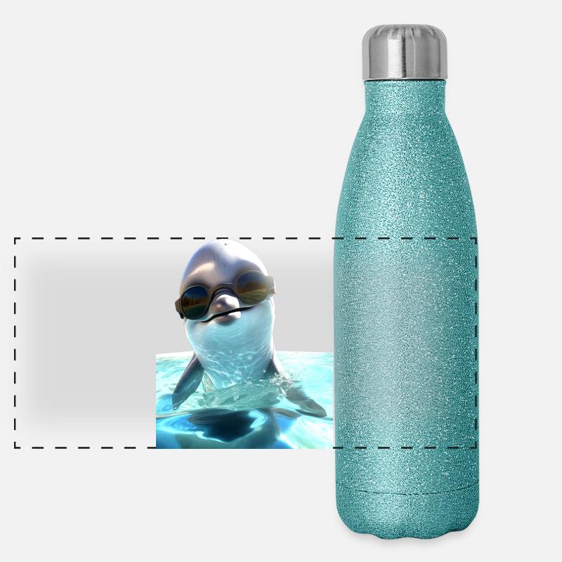 Lunettes de soleil Dolphin Love Dolphins Cute Dolphin Gourde isotherme panoramique pailletée 500 ml