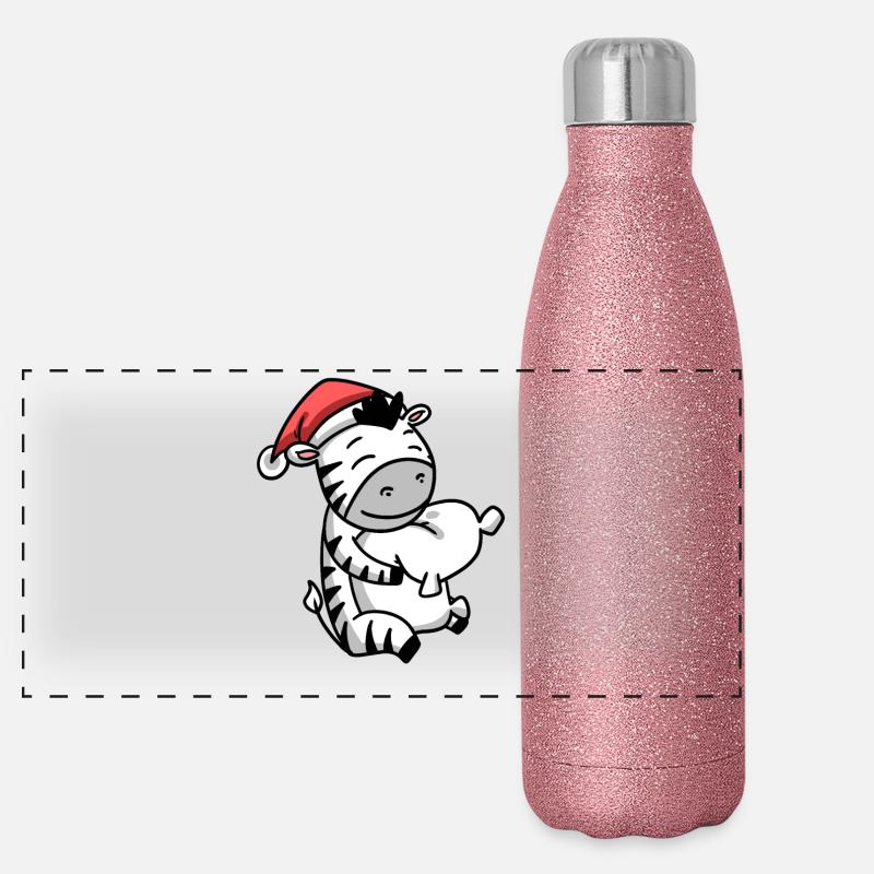 Zèbre Mignon Fatigué Noël Gourde isotherme panoramique pailletée 500 ml