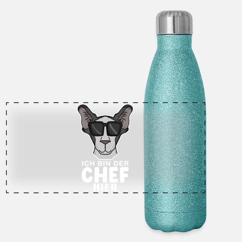 Chef Spruch Anführer Hund Panorama Glitzer Isolierflasche 500 ml