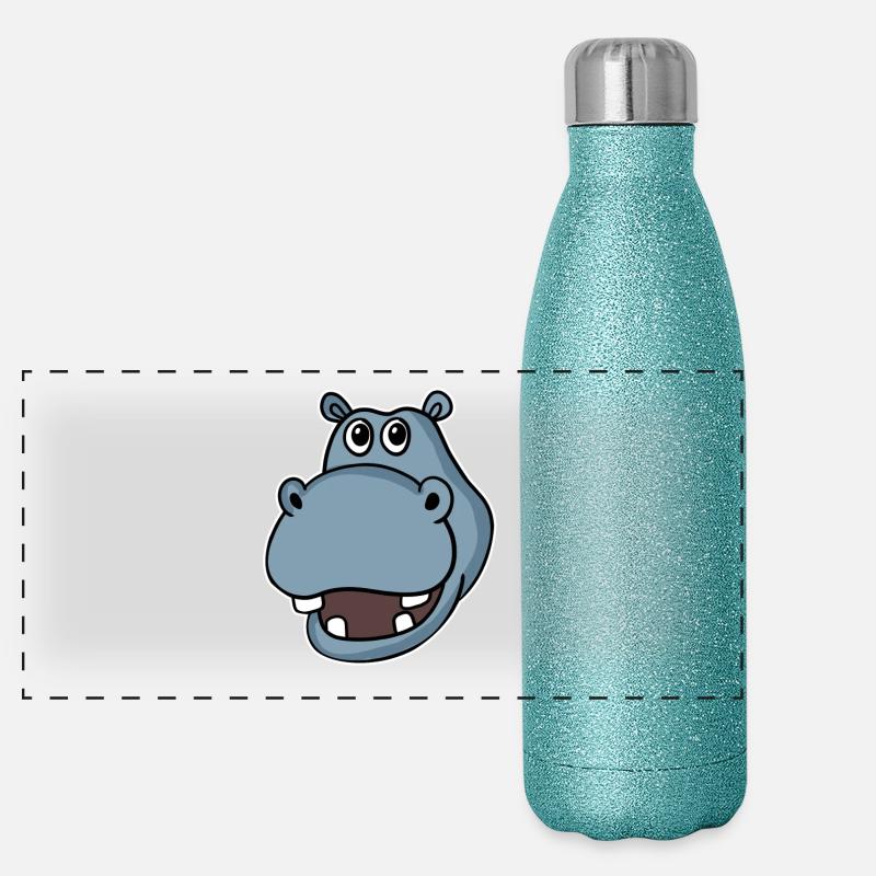 Nilpferd Flusspferd Kopf Panorama Glitzer Isolierflasche 500 ml