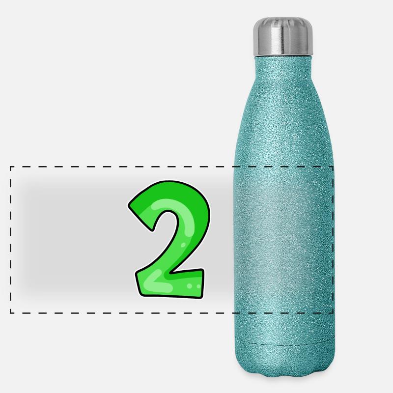 Zwei - 2 - Nummer Zahl Panorama Glitzer Isolierflasche 500 ml
