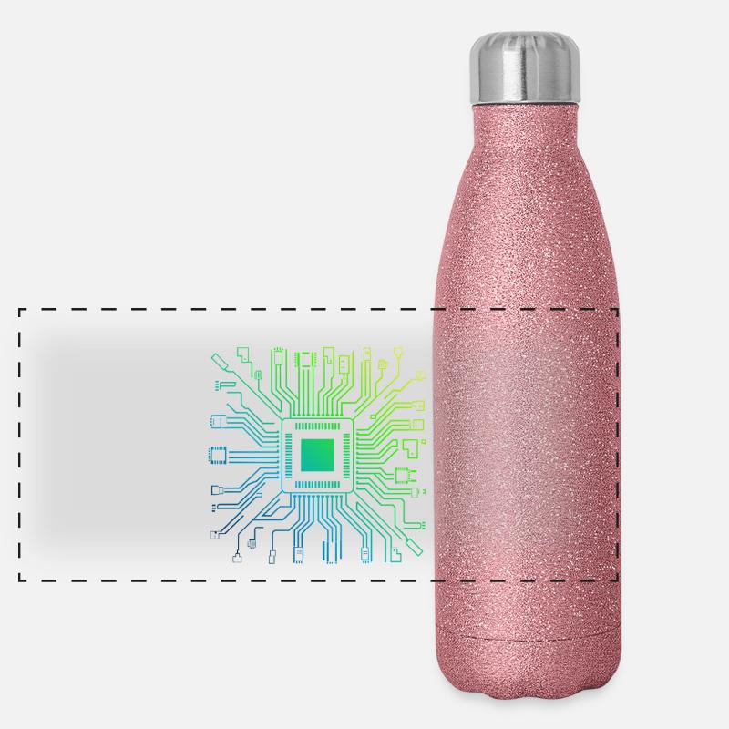Colorful Computer Circuit Board Tech Electronic Panoramic Glitter Thermal Bottle 500 ml