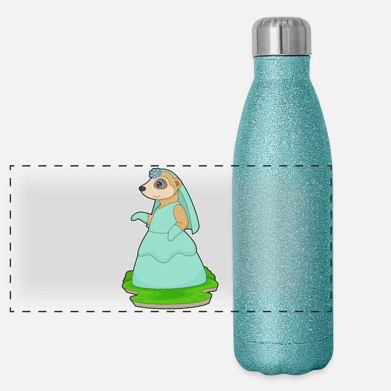 Erdmännchen Braut Schleier Hochzeit Panorama Glitzer Isolierflasche 500 ml