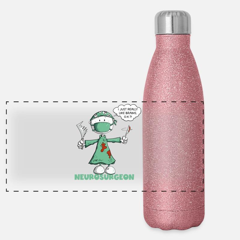 Neurochirurg Spruch Chirurg Strichmännchen Cartoon Panorama Glitzer Isolierflasche 500 ml