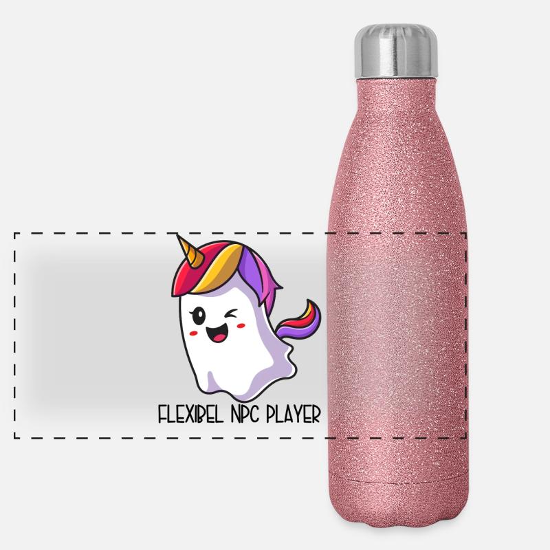 Flexible NPC Player – Bunter Einhorn Geist Panorama Glitzer Isolierflasche 500 ml