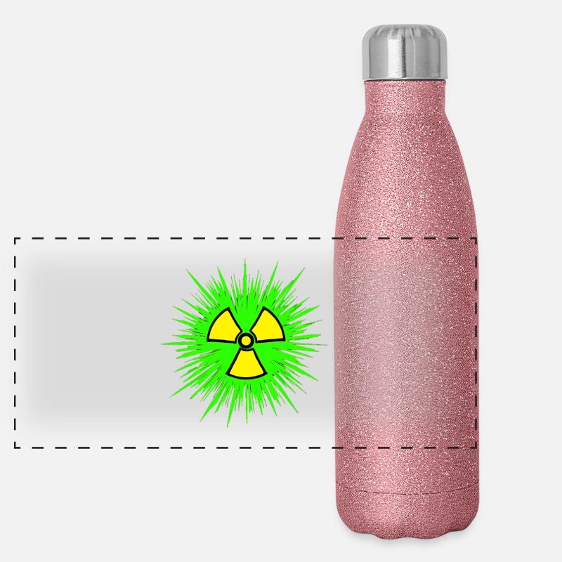 Nuklear Radioaktiv Chemie Atomkraft Nuklearzeichen - Panorama Glitzer Isolierflasche 500 ml - Pink Glitzer