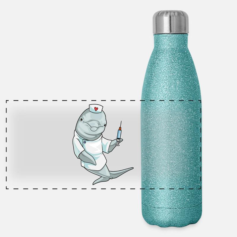 Seringue d’infirmière dauphin Gourde isotherme panoramique pailletée 500 ml