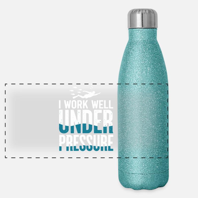 Plongée Je travaille bien sous pression Plongeur Plongée Gourde isotherme panoramique pailletée 500 ml
