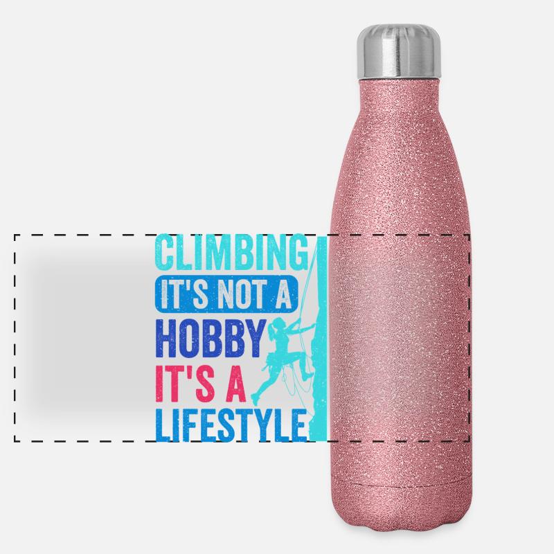 Climbing - It's Not a Hobby. It's a Lifestyle Panoramic Glitter Thermal Bottle 500 ml