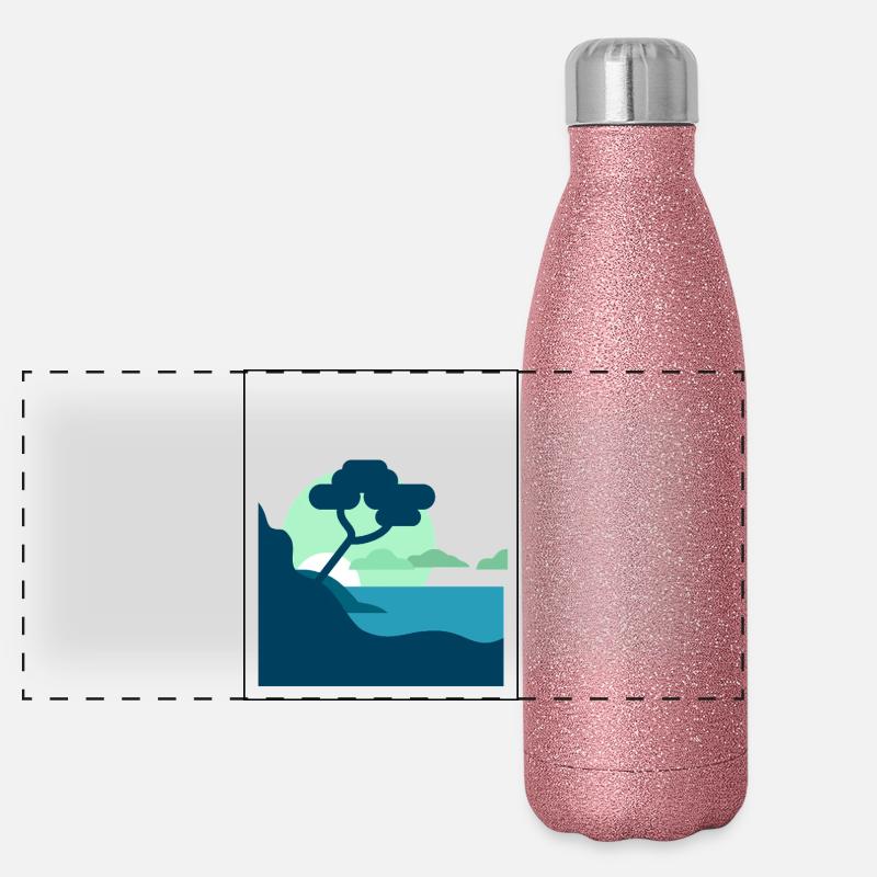 Mountain Landscape at Sunset Panoramic Glitter Thermal Bottle 500 ml